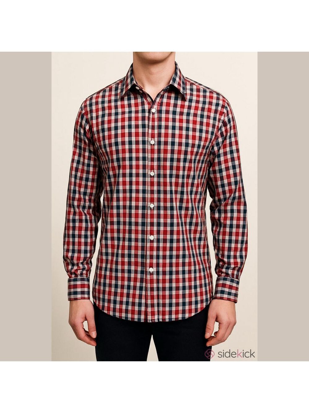 CHAPS Red Plaid Wrinkle and Stain Free Button Down